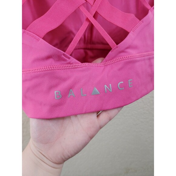 Balance Athletica Womens S Pink Padded Strappy Back Sports Bra - Picture 3 of 4